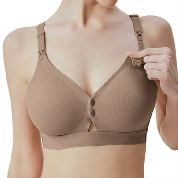 Arlun,Front Closure Nursing Bras for Breastfeeding Seamless Wireless Push up Soft Support Lifting Bras Pregnancy Maternity Ultra Comfort Full Coverage Bralettes Khaki 42