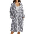 thumbnail image 1 of Arlun Full Zipper Polka Dot Print Robes for Women Fashion Long Sleeve Soft Comfy Flannel Loungewear Casual Loose Knee Length Fuzzy Winter Warm Sleepwear Bathrobe Purple XL, 1 of 8