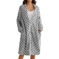 thumbnail image 1 of Arlun Full Zipper Polka Dot Print Robes for Women Fashion Long Sleeve Soft Comfy Flannel Loungewear Casual Loose Knee Length Fuzzy Winter Warm Sleepwear Bathrobe Grey S, 1 of 8