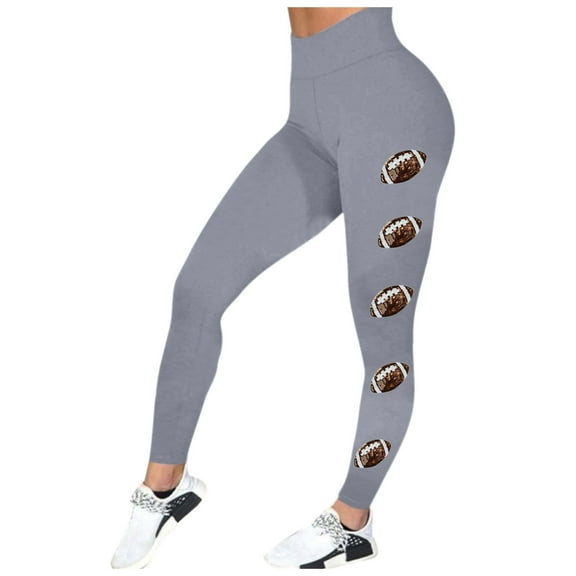 Arlun Game Day Football Leggings for Women Football Season Comfort Thin Breathable Yoga Pants Soft High Waisted Tummy Control Graphic Print Workout Leggings Grey3 M