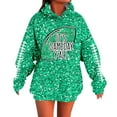 thumbnail image 1 of Arlun Game Day Sweatshirts for Women Sequin Printed Football Season Casual Hoodies Long Sleeve Loose Fit Comfort Fashion Graphic Oversized Pullover Tops Fall Clothes Mint Green5 XXL, 1 of 5