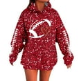 thumbnail image 1 of Arlun Game Day Sweatshirts for Women Sequin Printed Football Season Casual Hoodies Long Sleeve Loose Fit Comfort Fashion Graphic Oversized Pullover Tops Fall Clothes Red6 XL, 1 of 5