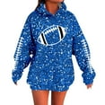 thumbnail image 1 of Arlun Game Day Womens Sequin Hoodies Sweatshirts Preppy Funny Rugby Graphic Long Sleeve Loose Fit Hooded Tops Oversized Fall Winter Pullovers Blue L, 1 of 5