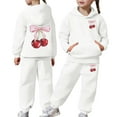 thumbnail image 1 of Arlun Girls 2 Piece Outfits Sweatsuit Fashion Letter Print Pullover Hoodies Sweatshirt and Loungewear Loose Jogger Sweatpants Comfy Soft Cute Preppy Sports Kids Sets White 160, 1 of 7