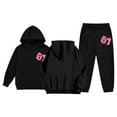thumbnail image 1 of Arlun Girls' 67 Number Printed Hoodies and Jogger Cute Casual Preppy 2 Piece Outfit Sets with Pockets for Play and School Soft Comfortable Kids Tracksuit Clothes Black 110, 1 of 4