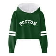 thumbnail image 1 of Arlun Girls Cropped Sweatshirts Kids Casual Loose Active Letter Printed Long Sleeves Hoodies Loose Comfortable Lightweight Striped Fall Winter Thin Pullover Tops Green 10-12Years, 1 of 4