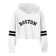 thumbnail image 1 of Arlun Girls Cropped Sweatshirts Kids Casual Loose Active Letter Printed Long Sleeves Hoodies Loose Comfortable Lightweight Striped Fall Winter Thin Pullover Tops White 6-7Years, 1 of 4