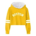 thumbnail image 1 of Arlun Girls Cropped Sweatshirts Kids Casual Loose Active Letter Printed Long Sleeves Hoodies Loose Comfortable Lightweight Striped Fall Winter Thin Pullover Tops Yellow 8-9Years, 1 of 4