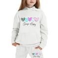 thumbnail image 1 of Arlun Girls Cute Heart Graphic Hoodies Jogger Outfit Sets 2 Piece Letter Print Long Sleeve Sweatshirt and Sweatpants Soft Comfy Stylish Activewear Kids Clothes Set White 160, 1 of 7