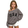 thumbnail image 1 of Arlun Girls off the Shoulder Sweatshirt for Back to School Season Oversized Drop Shoulder Long Sleeve Hoodless Pullover Top Fall Winter Letter Print Baggy Cozy Sweatshirts 170, 1 of 4