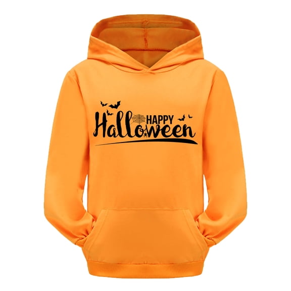 Arlun Girls Smile Long Sleeve Hoodies Cute Loose Letter Printed Heart Graphic Sweatshirts Tops Casual Baggy Comfortable Drawstring Pullover with Pocket Orange 3-4Years