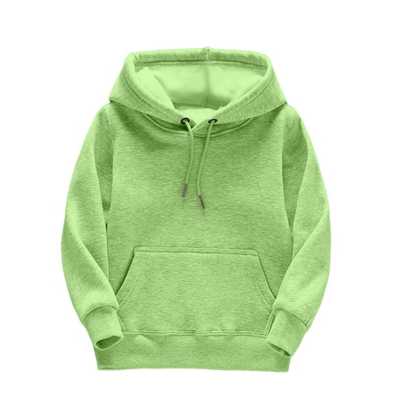 Arlun Girls Solid Color Pullovers Sweatshirts Kids Loose Long Sleeve Drawstring Hoodies Soft Comfortable Baggy Fashion Basic Hooded Pullovers Tops with Pocket for Child Green 3-4Years