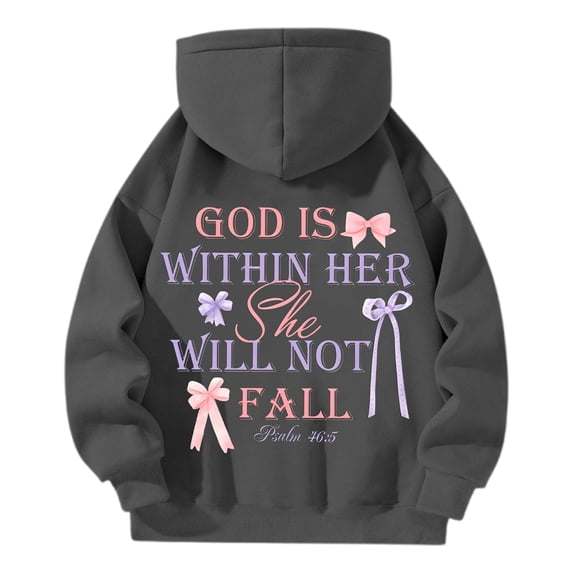 Arlun God Is Within Her She Will Not Fall Christian Hoodies for Women Half Zipper Bible Verse Sweatshirts Preppy Loose Comfy Pullover Tops 2025 Fall Winter Dark Gray XL