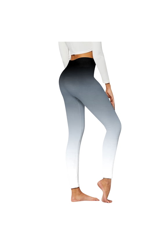 Gradient Colors Leggings for Women Tummy Control Stretchy Workout Leggings High Waisted Lifting Tight Active Pants Soft Comfy Slim Fit Gym Yoga Pants 2025 Grey L