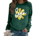 thumbnail image 1 of Arlun Graphic Sweatshirts for Women Cute Flower Pattern Funny Letter Print Oversized Crew Neck Hoodless Sweatshirt Long Sleeve Drop Shoulder Loose Casual Fashion Pullover Tops 2025 Dark Green2 M, 1 of 5