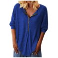 thumbnail image 1 of Arlun,Half Zipper Oversized Tshirts for Women Loose Fit Solid Color Tops Womens V-Neck Long Sleeve Baggy Comfortable Basic Simple Leisure Tshirts Blue XXL, 1 of 5