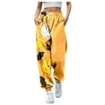 thumbnail image 1 of Arlun,Halloween Cartoon Graphic Sweatpants for Women Baggy Elastic Waisted Drawstring Wide Leg Joggers Plus Size Loose Comfy Cinch Bottom Lounge Trousers Fall Winter Outfits Yellow3 S, 1 of 4