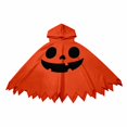 thumbnail image 1 of Arlun Halloween Pumpkin Face Capes for Kids Funny Cute Spooky Ghost Costume Hooded Cape Boys and Girls Soft Cozy Loose Sawtooth Hem Capelet for Dress up Cosplay Party F-Orange XS, 1 of 5