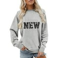 thumbnail image 1 of Arlun Happy New Year Sweatshirts for Women Funny Letter Printed Long Sleeve Casual Sweatshirt Soft Comfy Loose Fit Crewneck Party Holiday Pullover Tops 2026 Fashion Outfits Light Gray L, 1 of 3