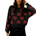 thumbnail image 1 of Arlun Heart Sweaters for Women Love Valentine's Day Knitted Puff Sleeves Crewneck Pullover Tops Casual Long Sleeve Relaxed Fit Cute Sweater 2026 Fashion New Outfits Black S, 1 of 4