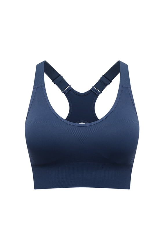 High Impact Sports Bras For Women Racerback Push Up Full Coverage Running Bras Workout Crop Tank Tops Longline Sports Bralettes Navy M