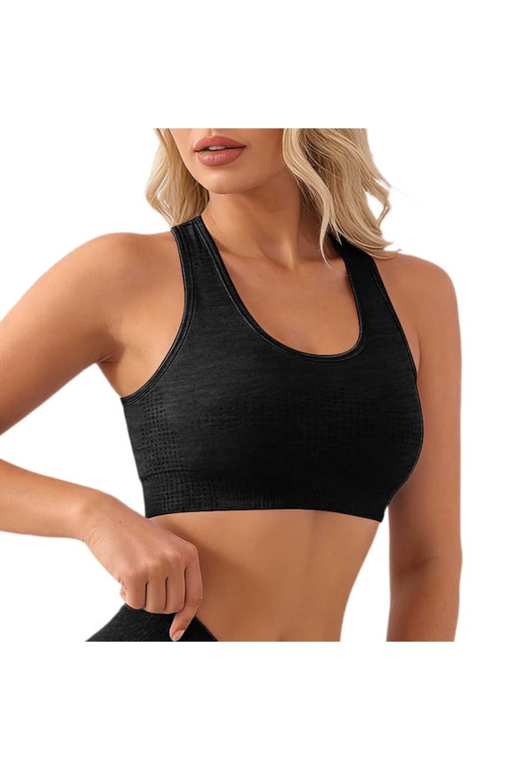 High Support Sports Bras for Women No Underwire Comfortable Breathable Racerback Yoga Workout Bra Removable Padding Thin for Running Training Black S