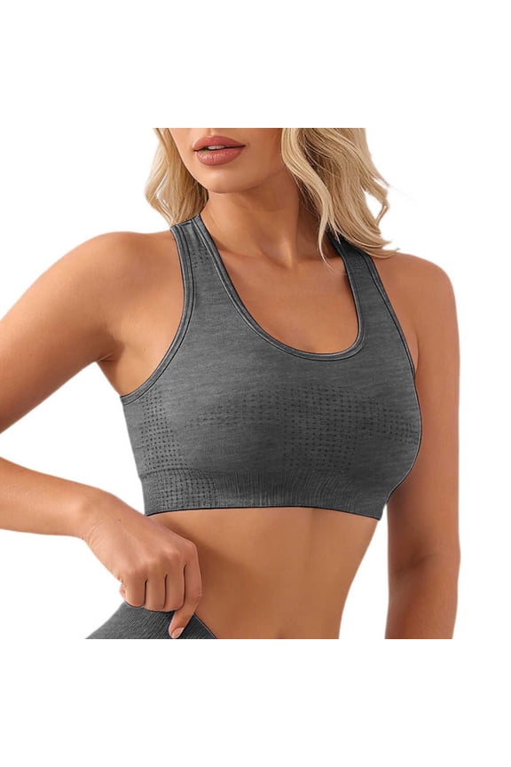 High Support Sports Bras for Women No Underwire Comfortable Breathable Racerback Yoga Workout Bra Removable Padding Thin for Running Training Dark Gray S