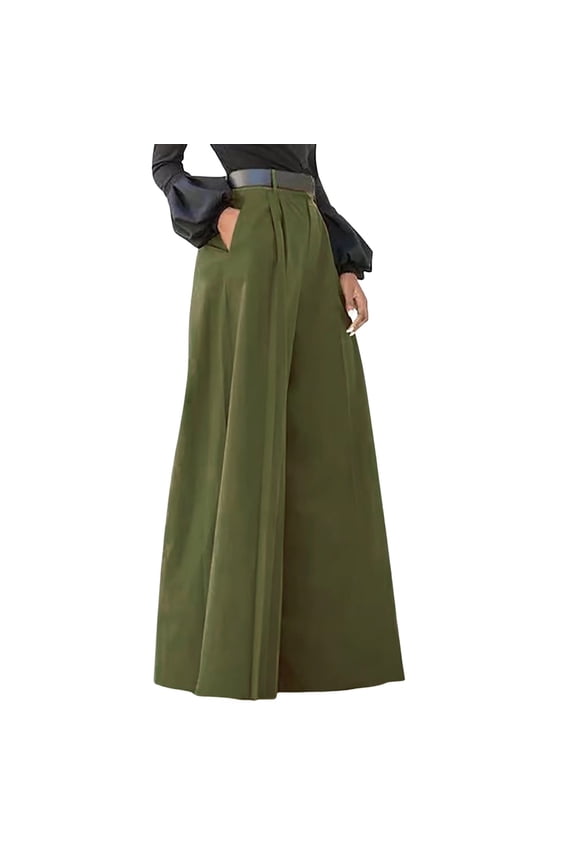 High Waisted Palazzo Wide Leg Pants for Women Plus Size Formal Loose Pleated Flowy Stylish and Elegant Dress Pants Spring Summer Solid Business Casual Trousers Green XXXXXL