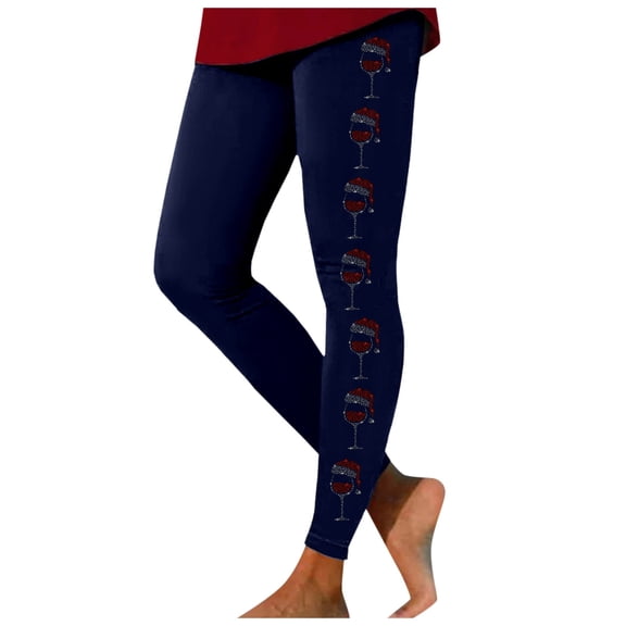 Arlun Holiday Themed Leggings for Women Christmas Printed Workout Pants with Moisture Control Soft Comfort Breathable Compression Leggings Dark Blue4 XL