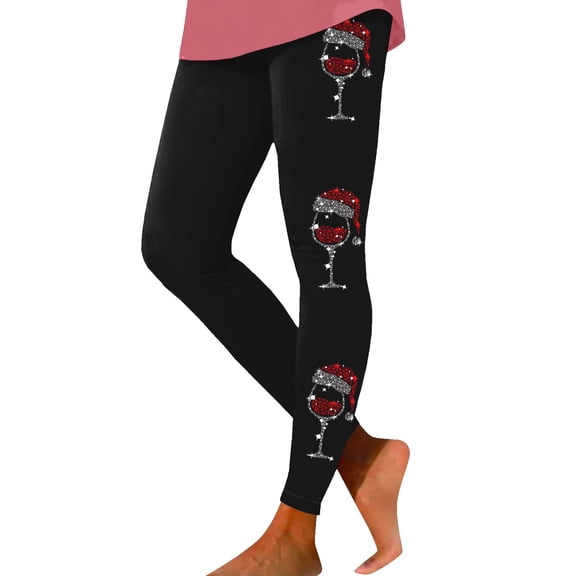 Arlun Holiday Themed Leggings for Women Christmas Printed Workout Pants with Moisture Control Soft Comfort Breathable Compression Leggings Black XL