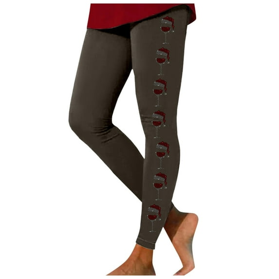 Arlun Holiday Themed Leggings for Women Christmas Printed Workout Pants with Moisture Control Soft Comfort Breathable Compression Leggings Brown4 M