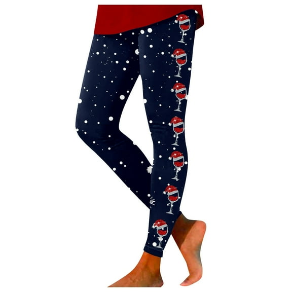 Arlun Holiday Themed Leggings for Women Christmas Printed Workout Pants with Moisture Control Soft Comfort Breathable Compression Leggings Navy2 XL