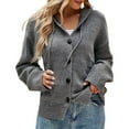 thumbnail image 1 of Arlun Hooded Cardigan Sweaters for Women Open Front Cable Knit Long Sleeve Cardigan Coats Button down Solid Color Loose Fit Fall Winter Clothes 2025 Grey XL, 1 of 5