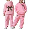 thumbnail image 1 of Arlun Hoodies for Teen Girls 2 Piece Outfit Sets Trendy Preppy Cheetah Print Bow Sweatshirts and Elastic Waist Sweatpants Joggers Kids Autumn Winter Casual Stylish Clothes Pink 150, 1 of 7