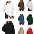 thumbnail image 1 of Arlun Hoodies for Women Trendy Oversized Solid Color Sweatshirts Fall Long Sleeve Pullover Y2K Tops Casual Baggy Workout Hooded Sweatshirts with Side Pockets Navy XL, 1 of 7