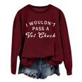 thumbnail image 1 of Arlun I Wouldn't Pass a Vet Check Sweatshirts Womens Cute Crewneck Funny Letter Printed No Hood Pullovers Long Sleeve Comfort Casual Fall Thin Tops XXL, 1 of 4