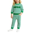 thumbnail image 1 of Arlun Toddler Baby Boys Girls St Patricks Day Outfit Sets 2 Piece Crewneck Long Sleeve Green Clover Pullover Sweatshirt and Pants Soft Comfort Casual Tracksuit Green 80, 1 of 5