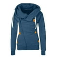 thumbnail image 1 of Arlun Jackets for Women Winter Hoodies Asymmetrical Skew Zipper up Warm Hooded Sweatshirt Jacket Long Sleeve Slim Fit Soft Comfortable Casual Coats Outdoor Tops with Pockets Blue S, 1 of 3