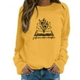 thumbnail image 1 of Arlun Just One More Chapter Sweatshirts for Women Cute Flower Book Graphic Printed Book Lover Crewneck Pullovers Reading Librarian Oversized Soft Comfortable Long Sleeve Tops Yellow XL, 1 of 3