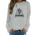 thumbnail image 1 of Arlun Just One More Chapter Sweatshirts for Women Cute Flower Book Graphic Printed Book Lover Crewneck Pullovers Reading Librarian Oversized Soft Comfortable Long Sleeve Tops Grey L, 1 of 3