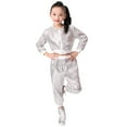 thumbnail image 1 of Arlun Kids Girls Sequins Hip Hop Jazz Street Dance Outfit Sets 2 Piece Zipper up Long Sleeve Hoodies Top and Jogger Pants Fall Winter Fashion Performance Competition White 100, 1 of 8