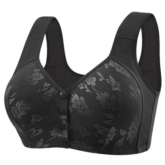 Arlun Lace Front Closure Bras For Older Womens Plus Size Wireless Supportive Full Coverage Bralettes Nopadding Soft Lightweight Breathable Solid Color Vest Type Bras Black 52