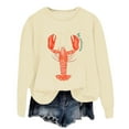 thumbnail image 1 of Arlun Large Lobster Graphic Hoodless Sweatshirts Crewneck Long Sleeve Pullovers Funny Lobster Printed Fashion Fall Winter No Hood Tops 2025 Fall Winter Comfy Baggy Clothes Beige M, 1 of 3
