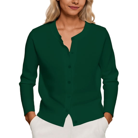 Arlun Lightweight Cardigan Sweaters for Women 2025 Long Sleeve Soft Comfort Button down Cropped Knit Sweater Cardigans Outerwear Simple Stylish Plain Stretch Casual Fall Tops Green One Size