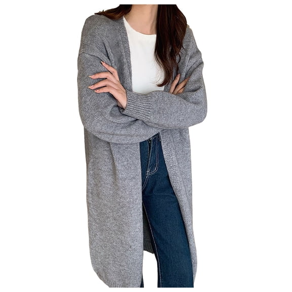 Arlun Long Cardigan Sweaters for Women Fall Trendy Oversized Open Front Long Sleeve Knitted Cardigans Loose Comfort Solid Color Soft Warm Winter Coats Grey One Size