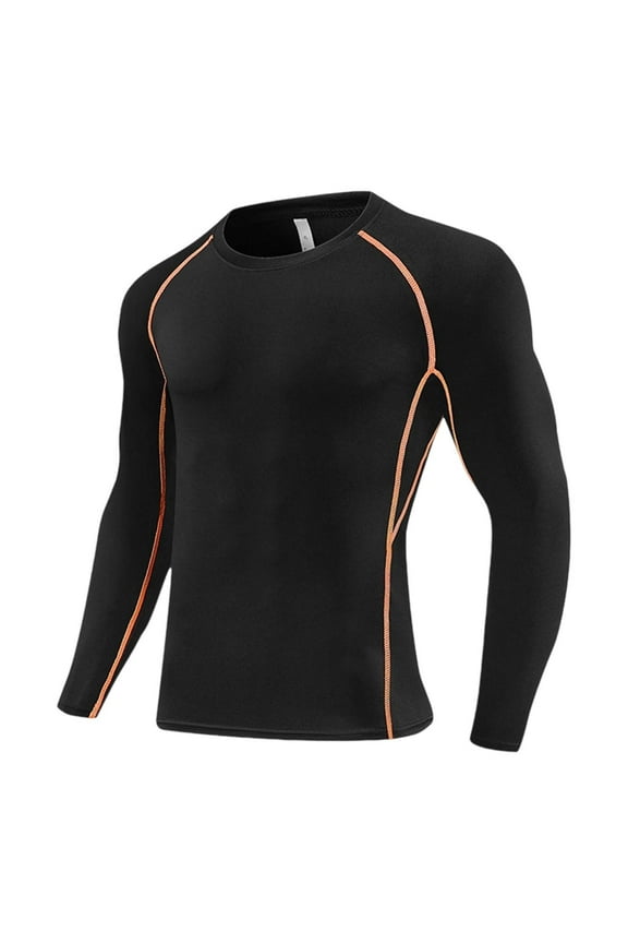 Long Sleeve Compression Shirt Boys Girls Crewneck Lightweight Comfortable Athletic Workout Tops Basic Solid Color Sport Baselayer Undershirt Orange 130