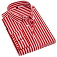 thumbnail image 1 of Arlun Long Sleeve Dress Shirts Casual Business Casual Vertical Striped Printed Button down Slim Fit Shirt Soft Comfortable Lightweight Stylish Blouse Tops with Pockets Red M, 1 of 3