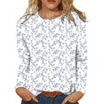 thumbnail image 1 of Arlun Long Sleeve Floral Print T Shirts for Women Fashion Casual Crew Neck Ladies Tops Relaxed Fit Comfy Tunic Tops Soft Lightweight Pullover Tee for Early Spring Wear Light Blue XL, 1 of 4