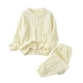 thumbnail image 1 of Arlun Loungewear Pajama Sets for Women Fuzzy Soft Comfy 2 Piece Outfits Winter Warm Pajamas Sets Solid Color Crewneck Long Sleeve Tops Loose Pants Sleepwear White One Size, 1 of 4