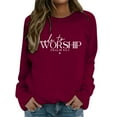 thumbnail image 1 of Arlun Made to Worship Sweatshirts Womens Christian Psalm Bible Verse Printed Graphic Pullover Tops Relaxed Fit Soft Comfortable Religious Faith Hoodless Sweatshirts Gifts XL, 1 of 4
